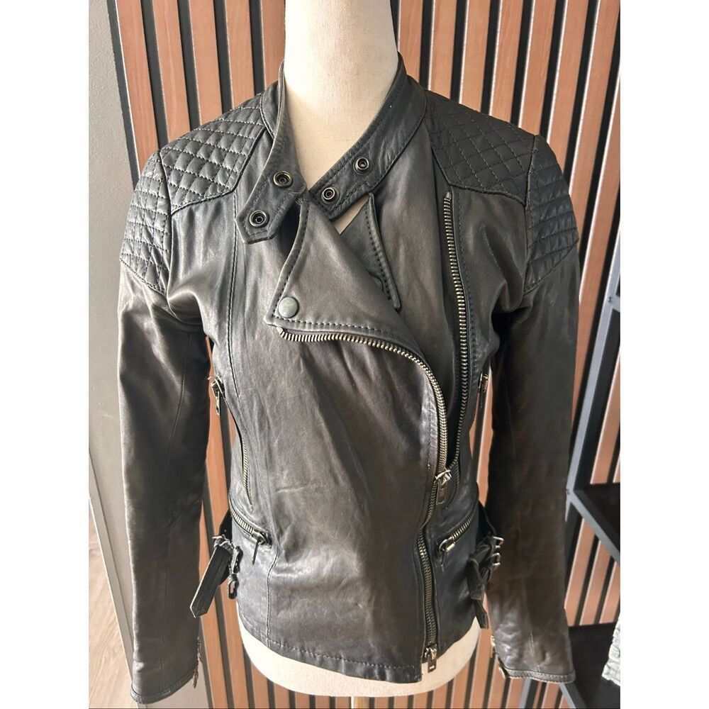 S.W.O.R.D 6.6.44 Genuine Leather Jacket Moto Bomber Size S 42 Black made in Ital